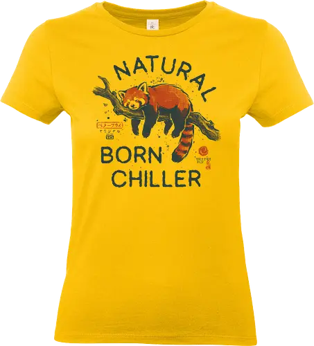 Natural Born Chiller - japanese, lazy, sleep, relax, quote, humor, cute, mood, nature, red panda, funny, chill, nap, vintage, retro - Standard T-Shirt (Frauen)