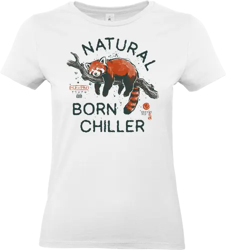 Natural Born Chiller - japanese, lazy, sleep, relax, quote, humor, cute, mood, nature, red panda, funny, chill, nap, vintage, retro - Standard T-Shirt (Frauen)