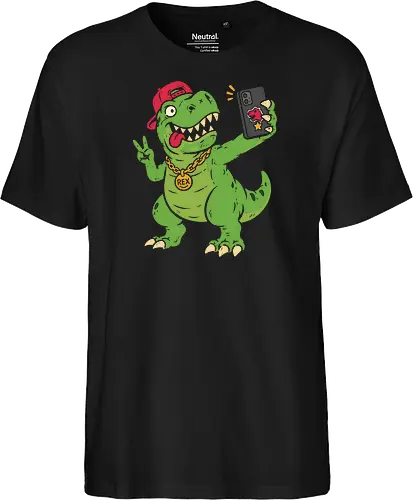 T-Rex Selfie: The Swag Saurus - quirky pop culture shirt, short arms joke merch, funny dinosaur shirt, t-rex selfie graphic tee, hypebeast animal apparel, retro 90s streetwear, cool dino clothing, meme graphic fashion, distressed vintage tee, skater dinosaur design - Fairtrade T-Shirt