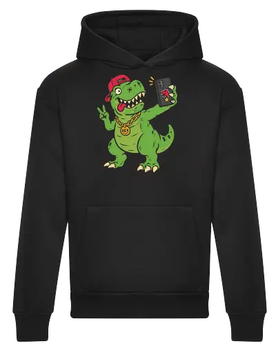 T-Rex Selfie: The Swag Saurus - quirky pop culture shirt, short arms joke merch, funny dinosaur shirt, t-rex selfie graphic tee, hypebeast animal apparel, retro 90s streetwear, cool dino clothing, meme graphic fashion, distressed vintage tee, skater dinosaur design - Heavyweight Hoodie