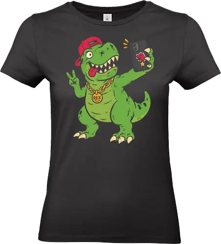 T-Rex Selfie: The Swag Saurus - quirky pop culture shirt, short arms joke merch, funny dinosaur shirt, t-rex selfie graphic tee, hypebeast animal apparel, retro 90s streetwear, cool dino clothing, meme graphic fashion, distressed vintage tee, skater dinosaur design - Standard T-Shirt (Frauen)