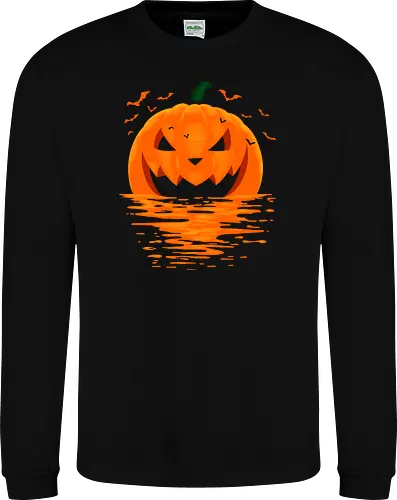 Spooky Sunset For Halloween Season - halloween, bats, beach, horror, humor, jack o lantern, landscape, ocean, october, scary, spooky, summer, sunset, trick or treat, vacation - Sweatshirt