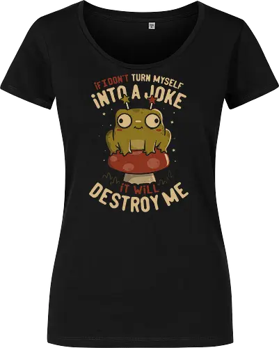 Turning Myself Into A Joke - mushroom, dark humor, sarcastic, funny, koalatees, koala, koalastudio, frog, toad, anxious, overthinker, introvert - Damen T-Shirt