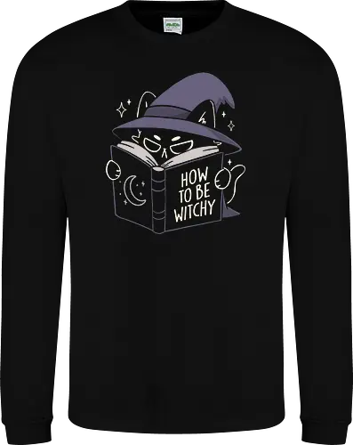 How To Be Witchy - koalatees, koala, koalastudio, black cat, cat lover, cat, spooky, spellbook, cute, gothic, occult, halloween, funny, witch, whimsical - Sweatshirt