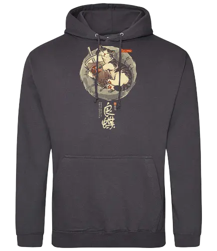 Boba Cat - cat lover, sleeping cat, art print, cozy, aesthetic, cat, boba, funny, vintage, retro, japanese, cute, boba tea, bubble tea, kawaii - Standard Hoodie