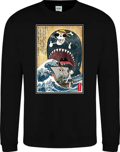 Goodbye Laboon woodblock - anime, manga, japan, japanese art, Pirate, laboon - Sweatshirt