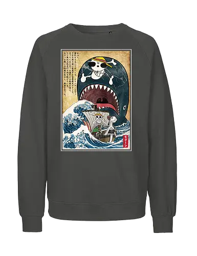Goodbye Laboon woodblock - anime, manga, japan, japanese art, Pirate, laboon - Fairtrade Sweatshirt