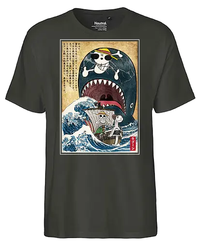 Goodbye Laboon woodblock - anime, manga, japan, japanese art, Pirate, laboon - Fairtrade T-Shirt