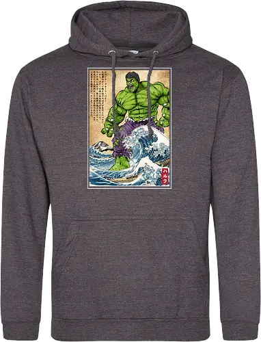 The green fury in Japan - super heroes, comics, action movies, fantastics, four, japanese art, japan, ukiyo e - Standard Hoodie