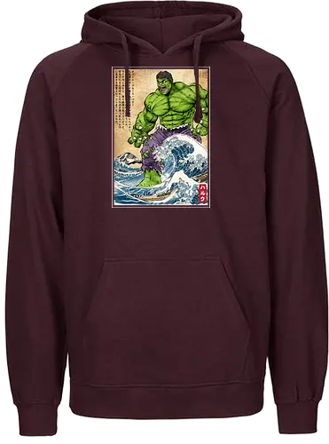 The green fury in Japan - super heroes, comics, action movies, fantastics, four, japanese art, japan, ukiyo e - Fairtrade Hoodie