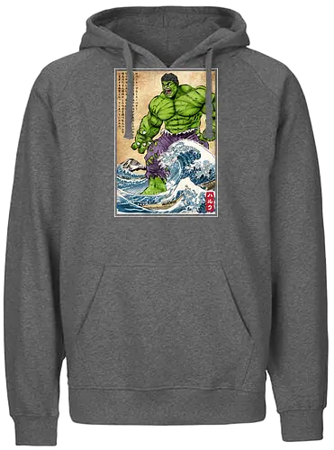 The green fury in Japan - super heroes, comics, action movies, fantastics, four, japanese art, japan, ukiyo e - Fairtrade Hoodie