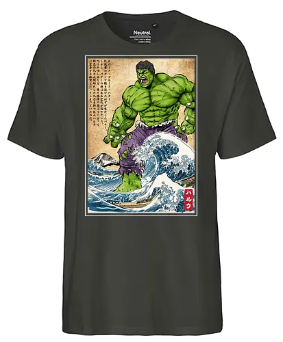 The green fury in Japan - super heroes, comics, action movies, fantastics, four, japanese art, japan, ukiyo e - Fairtrade T-Shirt
