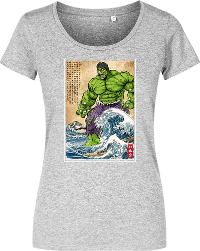 The green fury in Japan - super heroes, comics, action movies, fantastics, four, japanese art, japan, ukiyo e - Damen T-Shirt