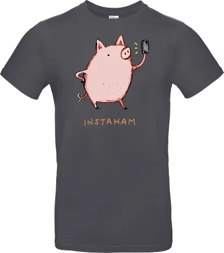 Der Berühmteste Influencer Auf Dem Bauernhof - süße Figur, lustiges Schwein, süßes Tier, Tier-Selfie, Schweinehumor, Wortspiel, digitale Kultur, soziale Medien, Influencer, Schweinezeichnung, lustige Kunst, Tierliebhaber, Bauernhoftier, Illustration, kreativer Humor - Standard T-Shirt