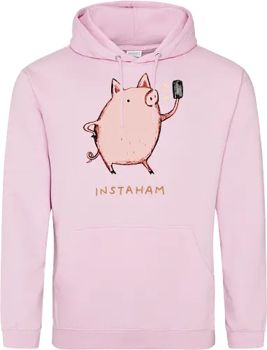 Der Berühmteste Influencer Auf Dem Bauernhof - süße Figur, lustiges Schwein, süßes Tier, Tier-Selfie, Schweinehumor, Wortspiel, digitale Kultur, soziale Medien, Influencer, Schweinezeichnung, lustige Kunst, Tierliebhaber, Bauernhoftier, Illustration, kreativer Humor - Standard Hoodie