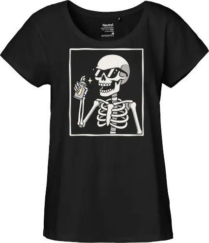 Shiny Chrome: The Chrome Skeleton - Mad Max fury road shirt, War Boy chrome graphic, shiny and chrome tee, witness me apparel, post apocalyptic streetwear, skeleton spray paint design, dystopia movie clothing, edgy pop culture fashion, minimalist skull merch, action movie fan shirt - Fairtrade Girl Shirt