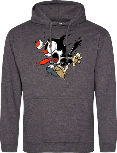 Freaky Katze - Kreatur aus dem Albtraum - freaky cat, gruselige katze, dunkle katze, horror kunst, skelett katze, monster katze, creepy cartoon, dark cartoon, felix the cat, felix cat, gothic art, body horror, seltsame kunst, horror kreatur, vintage horror, spooky art, geek art - Standard Hoodie