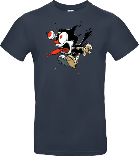 Freaky Katze - Kreatur aus dem Albtraum - freaky cat, gruselige katze, dunkle katze, horror kunst, skelett katze, monster katze, creepy cartoon, dark cartoon, felix the cat, felix cat, gothic art, body horror, seltsame kunst, horror kreatur, vintage horror, spooky art, geek art - Standard T-Shirt
