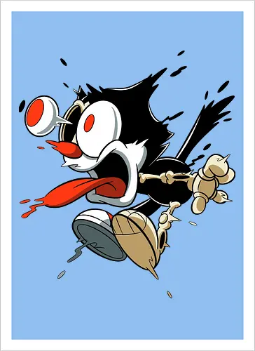 Freaky Katze - Kreatur aus dem Albtraum - freaky cat, gruselige katze, dunkle katze, horror kunst, skelett katze, monster katze, creepy cartoon, dark cartoon, felix the cat, felix cat, gothic art, body horror, seltsame kunst, horror kreatur, vintage horror, spooky art, geek art - Kunstdruck