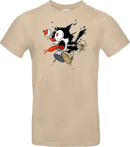 Freaky Katze - Kreatur aus dem Albtraum - freaky cat, gruselige katze, dunkle katze, horror kunst, skelett katze, monster katze, creepy cartoon, dark cartoon, felix the cat, felix cat, gothic art, body horror, seltsame kunst, horror kreatur, vintage horror, spooky art, geek art - Standard T-Shirt