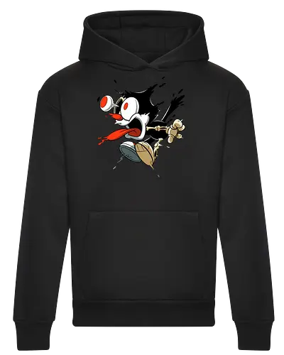 Freaky Katze - Kreatur aus dem Albtraum - freaky cat, gruselige katze, dunkle katze, horror kunst, skelett katze, monster katze, creepy cartoon, dark cartoon, felix the cat, felix cat, gothic art, body horror, seltsame kunst, horror kreatur, vintage horror, spooky art, geek art - Heavyweight Hoodie