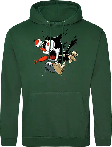 Freaky Katze - Kreatur aus dem Albtraum - freaky cat, gruselige katze, dunkle katze, horror kunst, skelett katze, monster katze, creepy cartoon, dark cartoon, felix the cat, felix cat, gothic art, body horror, seltsame kunst, horror kreatur, vintage horror, spooky art, geek art - Standard Hoodie