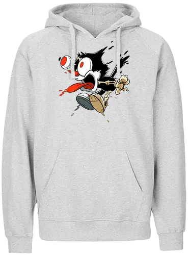 Freaky Katze - Kreatur aus dem Albtraum - freaky cat, gruselige katze, dunkle katze, horror kunst, skelett katze, monster katze, creepy cartoon, dark cartoon, felix the cat, felix cat, gothic art, body horror, seltsame kunst, horror kreatur, vintage horror, spooky art, geek art - Fairtrade Hoodie