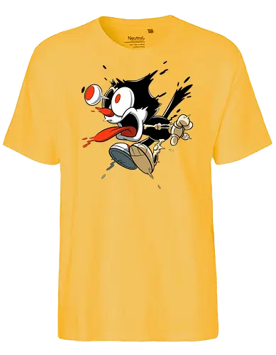 Freaky Katze - Kreatur aus dem Albtraum - freaky cat, gruselige katze, dunkle katze, horror kunst, skelett katze, monster katze, creepy cartoon, dark cartoon, felix the cat, felix cat, gothic art, body horror, seltsame kunst, horror kreatur, vintage horror, spooky art, geek art - Fairtrade T-Shirt