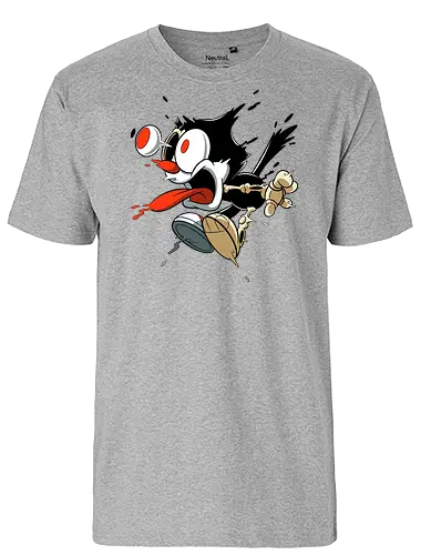 Freaky Katze - Kreatur aus dem Albtraum - freaky cat, gruselige katze, dunkle katze, horror kunst, skelett katze, monster katze, creepy cartoon, dark cartoon, felix the cat, felix cat, gothic art, body horror, seltsame kunst, horror kreatur, vintage horror, spooky art, geek art - Fairtrade T-Shirt