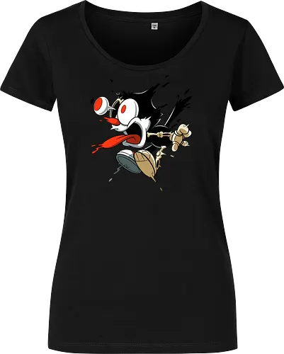 Freaky Katze - Kreatur aus dem Albtraum - freaky cat, gruselige katze, dunkle katze, horror kunst, skelett katze, monster katze, creepy cartoon, dark cartoon, felix the cat, felix cat, gothic art, body horror, seltsame kunst, horror kreatur, vintage horror, spooky art, geek art - Damen T-Shirt