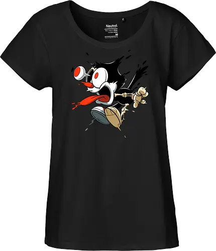 Freaky Katze - Kreatur aus dem Albtraum - freaky cat, gruselige katze, dunkle katze, horror kunst, skelett katze, monster katze, creepy cartoon, dark cartoon, felix the cat, felix cat, gothic art, body horror, seltsame kunst, horror kreatur, vintage horror, spooky art, geek art - Fairtrade Girl Shirt