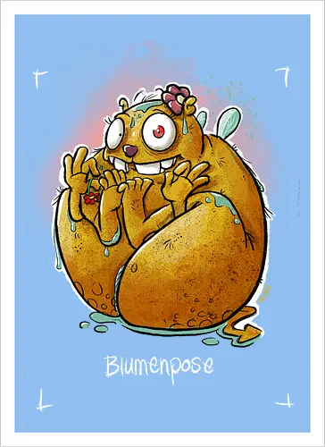 Yoga - Blumenpose - Monsta, Monster, Yoga - Kunstdruck