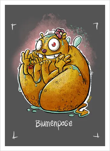 Yoga - Blumenpose - Monsta, Monster, Yoga - Kunstdruck
