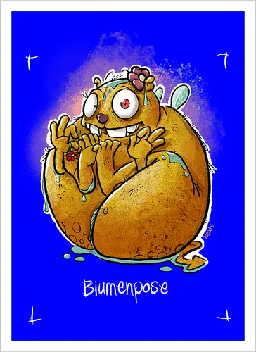 Yoga - Blumenpose - Monsta, Monster, Yoga - Kunstdruck