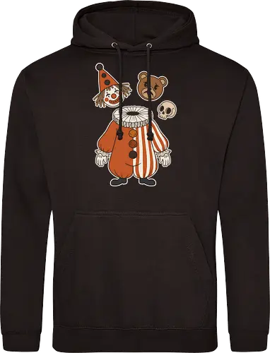 Pick Your Persona: The Vintage Harlequin - vintage clown shirt, weirdcore graphic tee, clowncore aesthetic apparel, creepy cute circus clothing, headless jester design, sad bear and skull, alternative halloween fashion, retro harlequin streetwear, macabre pop art tee, quirky identity graphic - Standard Hoodie