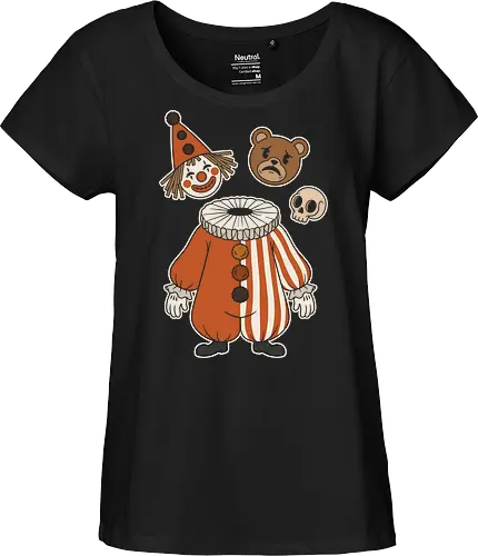 Pick Your Persona: The Vintage Harlequin - vintage clown shirt, weirdcore graphic tee, clowncore aesthetic apparel, creepy cute circus clothing, headless jester design, sad bear and skull, alternative halloween fashion, retro harlequin streetwear, macabre pop art tee, quirky identity graphic - Fairtrade Girl Shirt