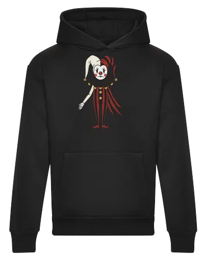 Tears of the Harlequin: The Sad Jester - sad jester shirt, vintage harlequin graphic tee, clowncore aesthetic apparel, dark academia circus clothing, creepy cute clown design, split color gothic fashion, melancholic pop art tee, alternative streetwear merch, classic sad clown graphic, aesthetic negative space art - Heavyweight Hoodie