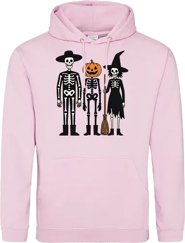 Trick-or-Treat Trio: The Spooky Squad - Halloween trick or treat shirt, spooky cute skeleton graphic, pumpkin head monster tee, nostalgic halloween apparel, witch and skeleton clothing, creepy cartoon streetwear, autumn spooky season merch, gothic animated characters, funny halloween squad shirt, alternative fall graphic tee - Standard Hoodie