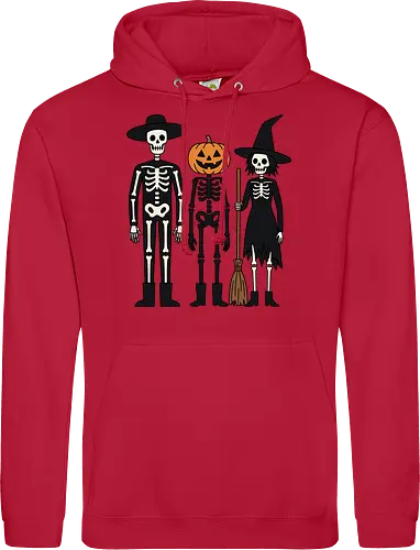 Trick-or-Treat Trio: The Spooky Squad - Halloween trick or treat shirt, spooky cute skeleton graphic, pumpkin head monster tee, nostalgic halloween apparel, witch and skeleton clothing, creepy cartoon streetwear, autumn spooky season merch, gothic animated characters, funny halloween squad shirt, alternative fall graphic tee - Standard Hoodie