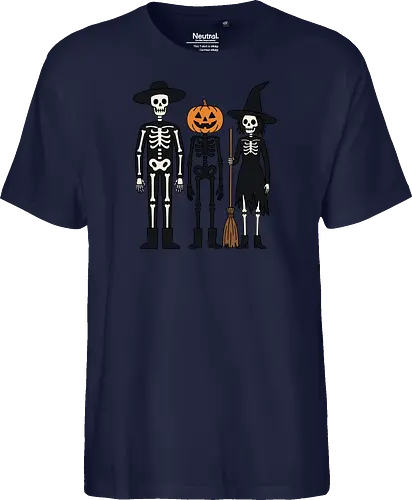 Trick-or-Treat Trio: The Spooky Squad - Halloween trick or treat shirt, spooky cute skeleton graphic, pumpkin head monster tee, nostalgic halloween apparel, witch and skeleton clothing, creepy cartoon streetwear, autumn spooky season merch, gothic animated characters, funny halloween squad shirt, alternative fall graphic tee - Fairtrade T-Shirt