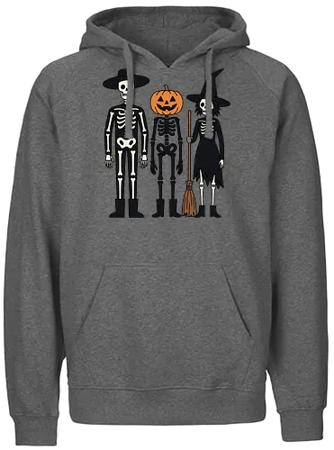 Trick-or-Treat Trio: The Spooky Squad - Halloween trick or treat shirt, spooky cute skeleton graphic, pumpkin head monster tee, nostalgic halloween apparel, witch and skeleton clothing, creepy cartoon streetwear, autumn spooky season merch, gothic animated characters, funny halloween squad shirt, alternative fall graphic tee - Fairtrade Hoodie