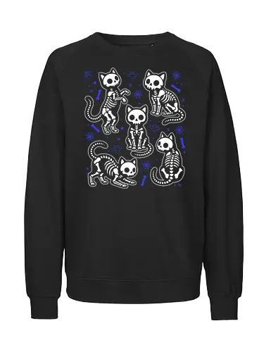 Spooky Paws - cute, humor, cat, halloween, skeleton, gothic, macabre, adorable, night, magic, animal, bone, shadow, mystery - Fairtrade Sweatshirt