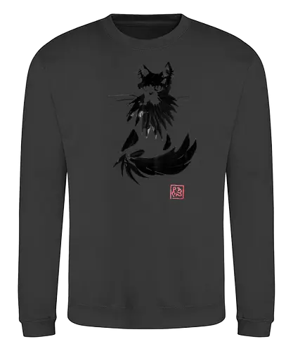 beardy cat - cat, sumie, japan - Sweatshirt