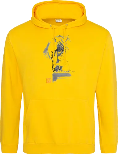 horse and cat - horse, sumie, japan, cat - Standard Hoodie