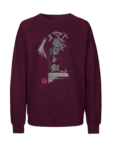 horse and cat - horse, sumie, japan, cat - Fairtrade Sweatshirt