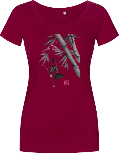 geishamisen - geisha, sumie, nude, bamboo, shamisen - Damen T-Shirt