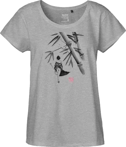 geishamisen - geisha, sumie, nude, bamboo, shamisen - Fairtrade Girl Shirt