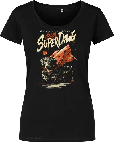 Super Dawg - superpower, comic, golden retriever, red cape, funny dog, parody, art print, sumi-e style, cool, dog, funny, vintage, retro, japanese, hero - Damen T-Shirt