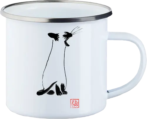 yawning siamese cat - sumie, japan, cat, ying yang - Emailletasse