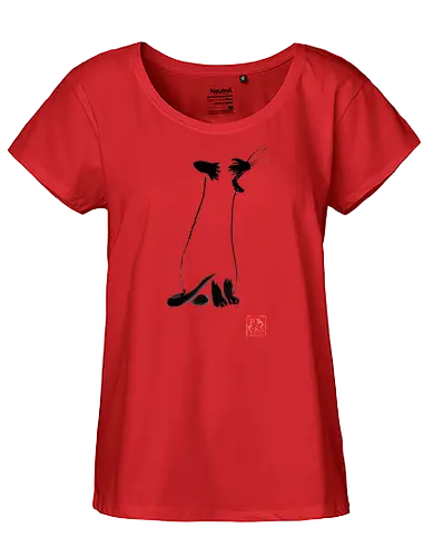 yawning siamese cat - sumie, japan, cat, ying yang - Fairtrade Girl Shirt